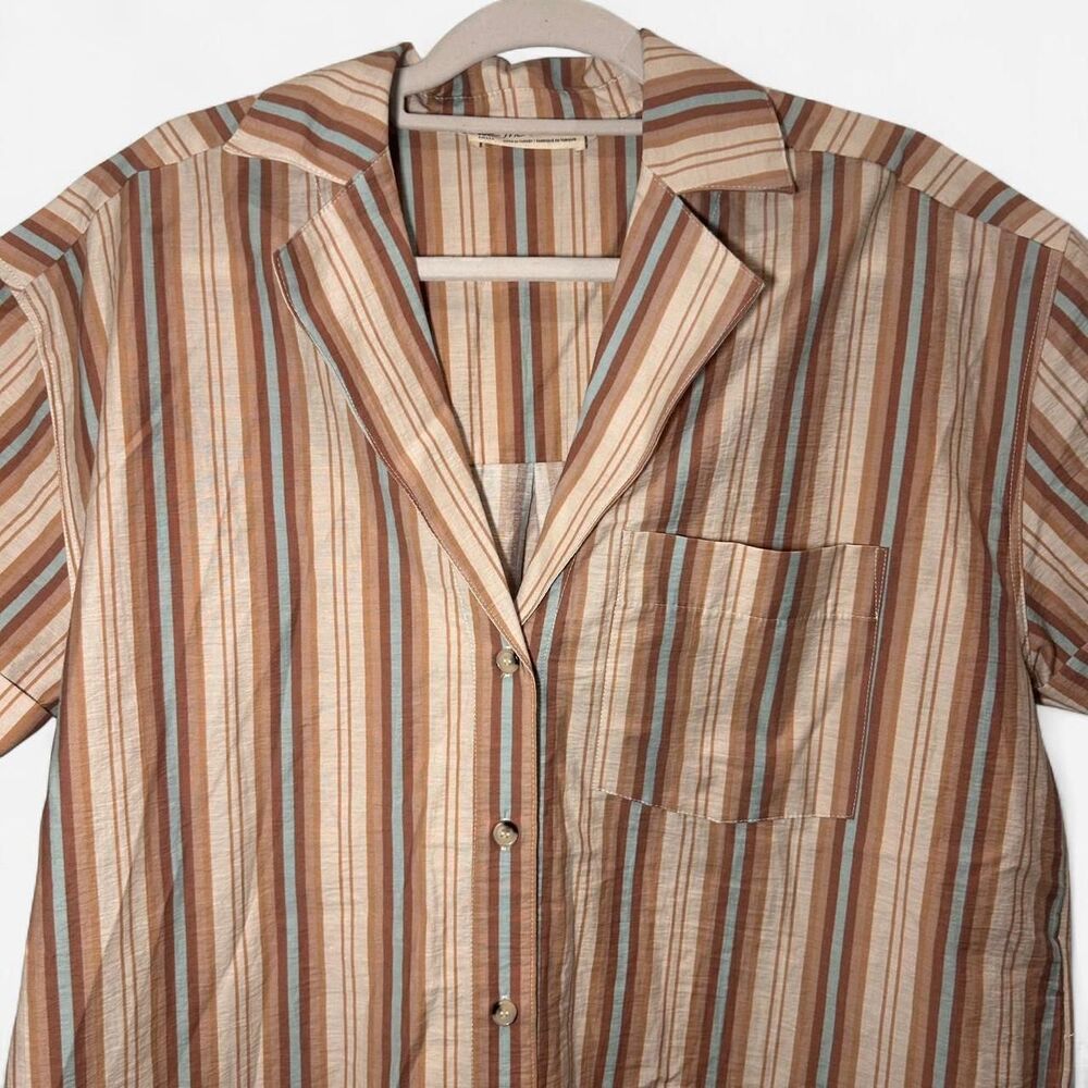 Free People oversized Boyfriend Shirt Pink/Blue Stripes | Soft Indie Core small - Picture 5 of 7